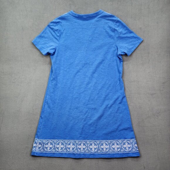 Vintage C Wonder Midi T Shirt Dress Women's Medium Blue V Neck Embroidered - Picture 11 of 11